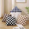 AmHoo Pack of 2 Decorative Throw Pillow Covers Checkerboard Luxury Super Soft Faux Fur Wool Set Case Cushion for Couch Sofa Bedroom 22 x 22-Inch Black view 3