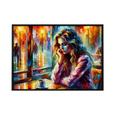 BOHU Deep Consideration Canvas Wall Art Cityscape Style Oil Painting Style Canvas Wall Art, Green Canvas Wall Art with Landmark Style