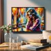 BOHU Deep Consideration Canvas Wall Art Cityscape Style Oil Painting Style Canvas Wall Art, Green Canvas Wall Art with Landmark Style view 4