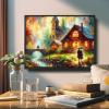BOHU Peaceful Retreat Canvas Wall Art Cityscape Style Oil Painting Style Canvas Wall Art, Colours Canvas Wall Art with Landmark Style view 4