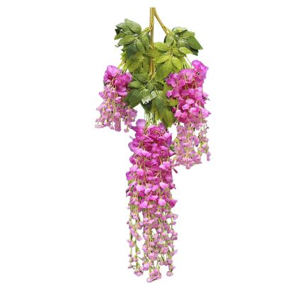 HomeLoft Basics 12pcs Imitation Wisteria Wisteria False Flower Violet Condole Flower Vine Indoor Wedding Decoration Vine Plastic Flower Vine Wedding Lights Decorations for Reception (Hot Pink, One Size)