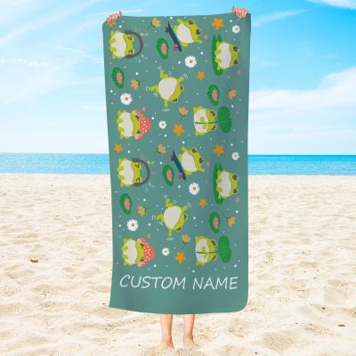 Personalized Name Frogs Beach Towel,Personalized Men Women Adults Beach Towel,Custom Absorbent Frogs Pool Towels,Bath Towels for Travel Swim Pool Yoga Camping,Birthday Holiday Travel Beach Towel Gift