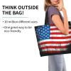 ROSIHODE American Flag Reusable Grocery Shopping Bag USA Flag Tote Bag Shoulder Bag for Women Men Yoga, Work, Beach view 2