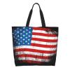 ROSIHODE American Flag Reusable Grocery Shopping Bag USA Flag Tote Bag Shoulder Bag for Women Men Yoga, Work, Beach view 3