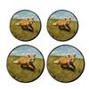 Red Fox Jumping Running in Fresh Green Grass Daytime Print Set of 4 Stove Burner Covers - Premium Round Electric Stove Range Protectors,8 IN & 10 IN view 1