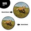 Red Fox Jumping Running in Fresh Green Grass Daytime Print Set of 4 Stove Burner Covers - Premium Round Electric Stove Range Protectors,8 IN & 10 IN view 3