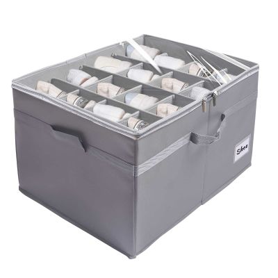 Tefola Shoes Storage Organizer -Large Foldable Shoe Organizer With Zipable Clear Cover, Tag Insert & 16 Compartments -Shoe Box - Shoe Storage - Shoe Space Saver - Dark Grey