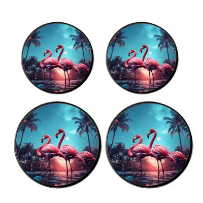 Light Red Flamingo Palm Leave Sea Painting Set of 4 Stove Burner Covers - Premium Round Electric Stove Range Protectors,8 IN & 10 IN