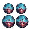 Light Red Flamingo Palm Leave Sea Painting Set of 4 Stove Burner Covers - Premium Round Electric Stove Range Protectors,8 IN & 10 IN view 1