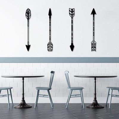 Arrow Wall Decor, Metal Arrow Wall Art, Metal Wall Arrow, Metal Arrow Wall Decor, Metal Wall Art, Rustic Metal Wall Art, Wall Hanging Decor, Wall Art for Living Room Farmhouse (59"x7" | 150x18.5 cm x4pcs, Black)