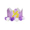 Pai Sence Purple Half Birthday Hats Glitter Crown Hats with 1/2 Number Birthday Crown Hat with Flowers view 1