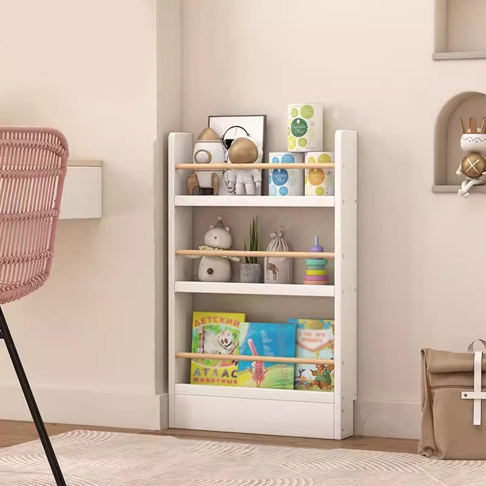 Gtzly Bookcase Kids Bookcase Wooden Organizer Storage Cabinet, Modern Simple 3-Tier Storage Rack, Tall Multipurpose Bookshelf, for Living Room, Home Office(Size:50 * 10 * 89cm/19.7 * 3.9 * 35in)