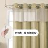 Colorful Star No Hook Waffle Shower Curtain with Snap in Fabric, Waterproof Shower Curtains with See Through Top Window, Hotel Luxury Heavy Duty Bathroom Curtain and Liner Set, 72'' x 75'', Beige view 3