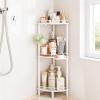 ELYKEN Corner Shower Caddy Standing, 3 Tier Rustproof Metal Shower Organizer with Soap Holder, Floor Shower Corner Shelf Rack Storage Stands with Adjustable Feet & 2 Hooks for Bathroom, White view 1