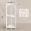 ELYKEN Corner Shower Caddy Standing, 3 Tier Rustproof Metal Shower Organizer with Soap Holder, Floor Shower Corner Shelf Rack Storage Stands with Adjustable Feet & 2 Hooks for Bathroom, White view 2