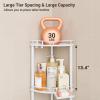 ELYKEN Corner Shower Caddy Standing, 3 Tier Rustproof Metal Shower Organizer with Soap Holder, Floor Shower Corner Shelf Rack Storage Stands with Adjustable Feet & 2 Hooks for Bathroom, White view 3