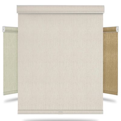 BERISSA Cordless Blackout Roller Shades for Windows,Free-Stop Striped Jacquard Windows Blinds with Cassette Valance,Thermal Insulated UV Protection Roller Blinds for Home Office. Beige. 24" W x 56" H