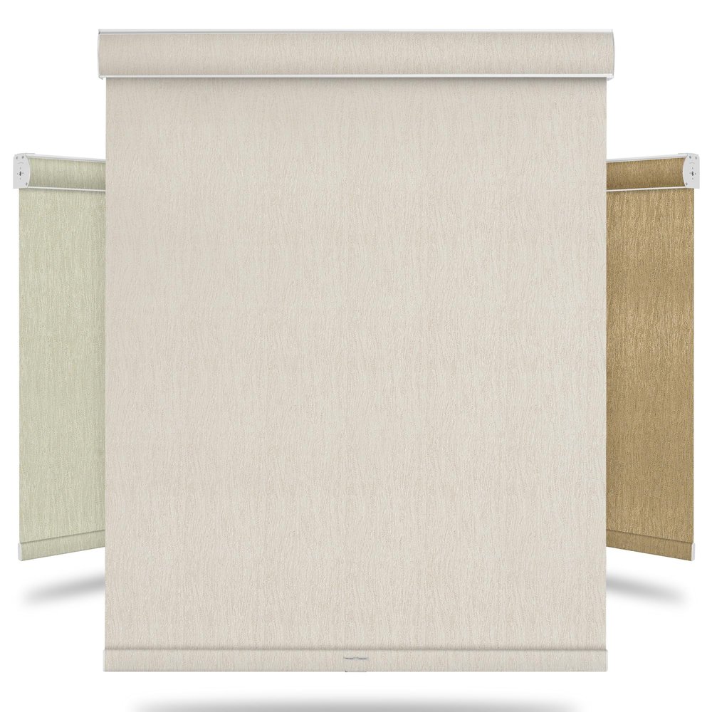BERISSA Cordless Blackout Roller Shades for Windows,Free-Stop Striped Jacquard Windows Blinds with Cassette Valance,Thermal Insulated UV Protection Roller Blinds for Home Office. Beige. 24" W x 56" H