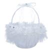 Ddewing Flower Girl Basket, Wedding Hand Held Flower Basket, Lace Bow Decorative Basket, White Plastic Flower Basket, Candy Flower Basket for Wedding Flower Girl(#6 (2pcs)) view 1
