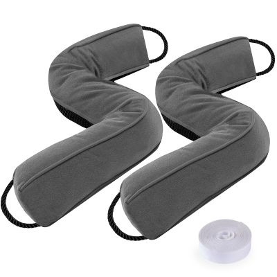 Sunolga 2 Pack Door Draft Stopper Filled with Glass Beads & Cotton, 24 Inches Removable Machine Washable Sound Proof Under Door Draft Blocker with Anti-Abrasion Bottom for Door and Window, Gray