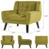 Accent Chair, Mid-Century Modern Velvet Fabric Chairs with Arms for Living Room, Comfy Upholstered Club Single Sofa Armchair for Bedroom Waiting Room with Solid Wood Frame (Velvet Green, Set of 1) view 2