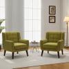 Accent Chair, Mid-Century Modern Velvet Fabric Chairs with Arms for Living Room, Comfy Upholstered Club Single Sofa Armchair for Bedroom Waiting Room with Solid Wood Frame (Velvet Green, Set of 2) view 1
