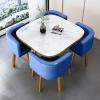 SUZEPER Round Faux Marble Dining Table Set with 4 Chairs,5 Piece Dining Table Set,Modern Kitchen Table,Wooden Table with Faux Marble Tabletop & Upholstered Chairs,Conference Table Reception Table view 1