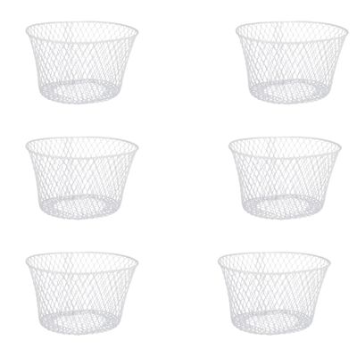Generic SOL MAR White Wire Basket Oval Bowls 6 Pack- Versatile Metal Wire Baskets Centerpieces Floral Arrangements Decor Gifts Storage Crafts Office School Garden Bonus Item Kestes
