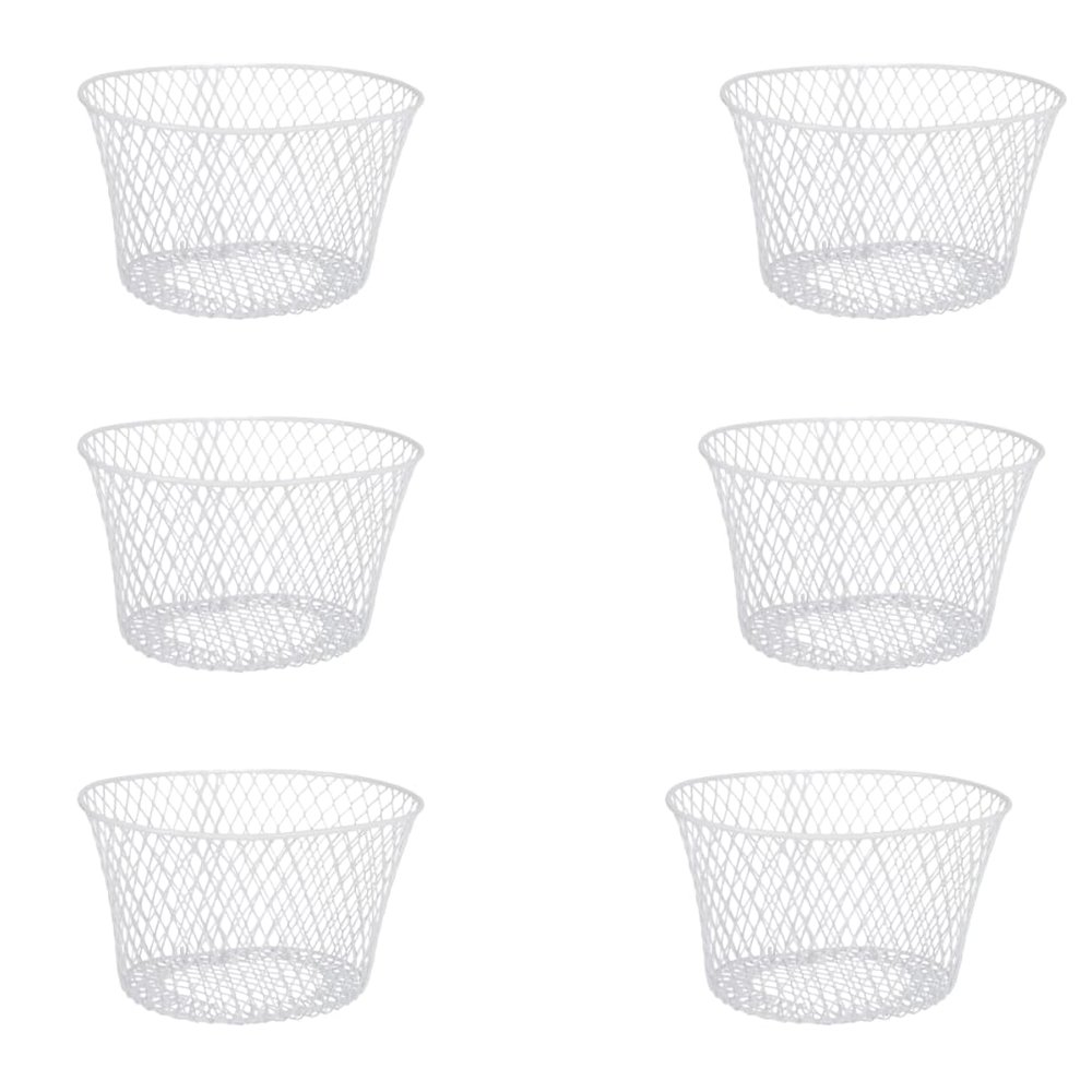 Generic SOL MAR White Wire Basket Oval Bowls 6 Pack- Versatile Metal Wire Baskets Centerpieces Floral Arrangements Decor Gifts Storage Crafts Office School Garden Bonus Item Kestes