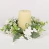 HELLORSO Artificial Hydrangea Candle Rings Wreaths,Summer Floral Candle Ring,Pillar Candle Holder Rings,Flower Candle Rings Wreath for Wedding Party Spring Home Table Centerpieces (White) view 1