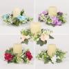 HELLORSO Artificial Hydrangea Candle Rings Wreaths,Summer Floral Candle Ring,Pillar Candle Holder Rings,Flower Candle Rings Wreath for Wedding Party Spring Home Table Centerpieces (White) view 3