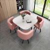 SUZEPER Round Faux Marble Dining Table Set with 4 Chairs,5 Piece Dining Table Set,Modern Kitchen Table,Wooden Table with Faux Marble Tabletop & Upholstered Chairs,Conference Table Reception Table view 1