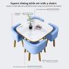 SUZEPER Round Faux Marble Dining Table Set with 4 Chairs,5 Piece Dining Table Set,Modern Kitchen Table,Wooden Table with Faux Marble Tabletop & Upholstered Chairs,Conference Table Reception Table view 2