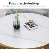SUZEPER Round Faux Marble Dining Table Set with 4 Chairs,5 Piece Dining Table Set,Modern Kitchen Table,Wooden Table with Faux Marble Tabletop & Upholstered Chairs,Conference Table Reception Table view 4