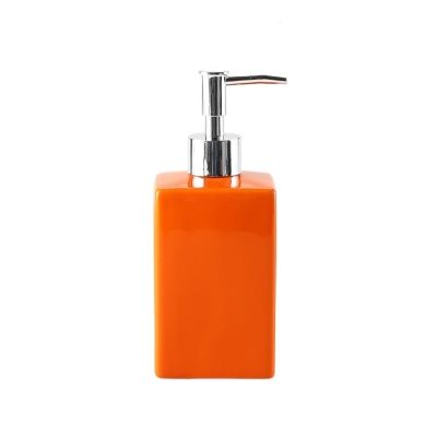 Hand Soap Dispenser Soap Dispenser Liquid Hand Soap Dispenser Square Ceramics Soap Dispenser Smooth Ceramic Finish Dish Soap Dispenser for Bathroom, Kitchen, Commercia Soap Dispensor(Color:Orange)