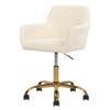 Homedraft Faux Fur 360Swivel Desk Chair, Height Adjustable Home Office Armchair with Golden Base for Teens Women Girls, Upholstery Computer Chair for Home Studios, Corduroy & Beige view 1