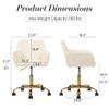 Homedraft Faux Fur 360Swivel Desk Chair, Height Adjustable Home Office Armchair with Golden Base for Teens Women Girls, Upholstery Computer Chair for Home Studios, Corduroy & Beige view 3