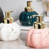 GLigeT Hand Soap Dispenser 460ml/15.5oz Rounded Bathroom Soap Dispenser Ceramics with Golden Pump and Exquisite Marble Patterns Modern Ceramic Dispensers Bottle Soap Dispenser Soap Dispensor(Pink) view 3