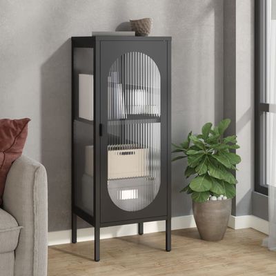 HEFZGDB Sideboard Black 15.7"x13.8"x41.3" Glass and Steel Sideboard Buffet Cabinet Kitchen cabinetStorage Cabinet Suitable for Kitchens, hallways and Dining Rooms.