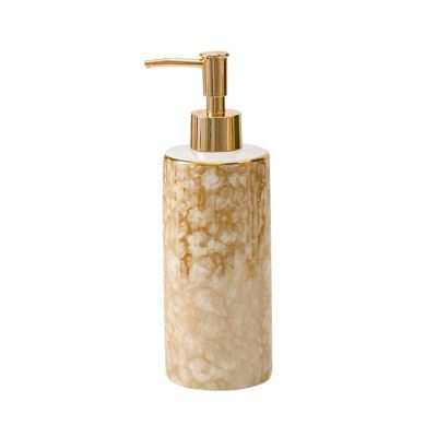 GLigeT Hand Soap Dispenser Luxurious Ceramics Soap Pump Dispenser for Countertop, Bathroom Kitchen, Hand or Dish Liquid Soap/Lotion Golden Pump Bottle, 13.1oz/390ml Soap Dispensor(Color:B)