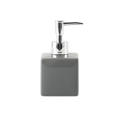 GLigeT Hand Soap Dispenser 250ml Small Ceramics Soap Dispenser Liquid Hand Soap Dispenser Square Ceramics Soap Dispenser Smooth for Bathroom, Kitchen, Commercia Soap Dispensor(Color:Gris)