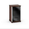 Salamander Designs Synergy Model 303, Single-Width AV Cabinet, Dark Walnut/Black Glass with Aluminum Posts view 1
