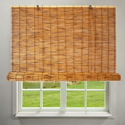 Bamboo Roller Blinds Sunshades For Indoor/Outdoor Patio Porch Privacy, Blackout Bamboo Shades 26" 34" 36" 40" 42" 46" 48" 54" 60" 66" 72" 77" Wide, Natural Roll Up Window Blinds Cordless(Size:30"Wx36"