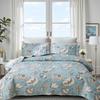 Coastal Quilt Set Full/Queen Size Ocean Themed Bedding Summer Beach Quilts Set Lightweight Reversible Bedspread Coverlets Seashell Starfish Seaweed Bed Spread Soft Home Bed Cover with 2 Pillow Shams view 1