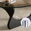 SUZEPER Coffee Tables for Living Room-Triangle Glass Coffee Table with Irregular Wooden Base End Table,Mid-Century Modern Abstract End Table,for Study Room Office Hotel Balcony(32.3in, Black-Brown) view 4