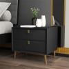 SUZEPER Solid Wood Nightstand with 2 Drawer Bedside Table,Modern Leather Side Table,with Sliding Drawer Metal Legs End Table,Mid Century Bed Side Table,for Bedroom Living Room Cabinet End Side Table view 1