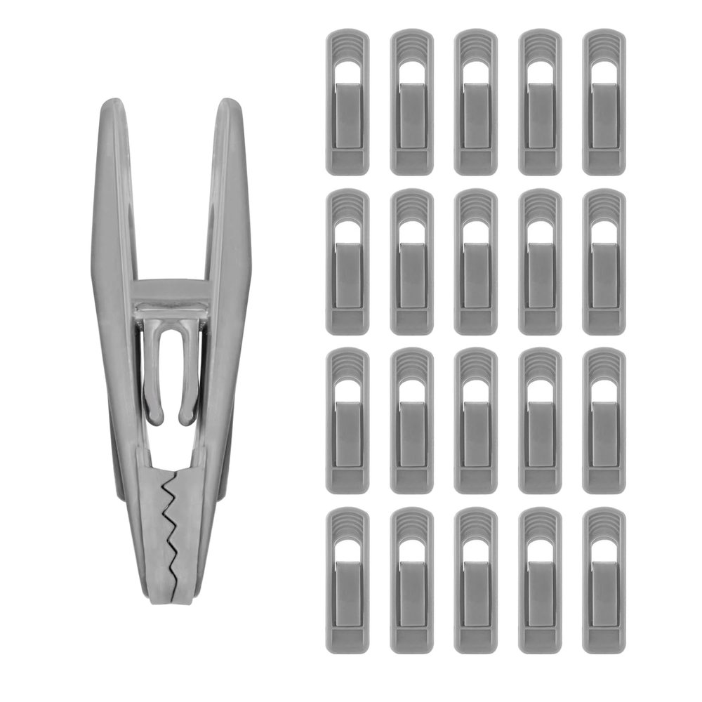 ICSTM Plastic Hanger Clips, 20 Pack Plastic Clips for Hangers, Slim-line Finger Clips Set Clothes Hanger (20, Grey)