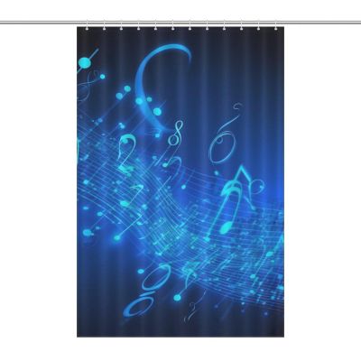 LFDSPYJE Shower Curtain Blue Musical Notes Waterproof Bath Curtain Modern Fabric Shower Curtain Set with 12 Hooks Heavy Duty Bathroom Curtain for Showers Bath Tubs 36-72 Inch