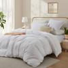 100% Washed Cotton Duvet Cover Set, Linen Like Natural Bedding Set with Zipper Closure (No Comforter), 104x98 Inches, Cal King, White view 2