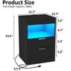 Gadroad Night Stand, LED Nightstand with Charging Station, Wood Bedside Table, End Table Sofa Couch Side Table with Pull-Out Shelf, Black view 2